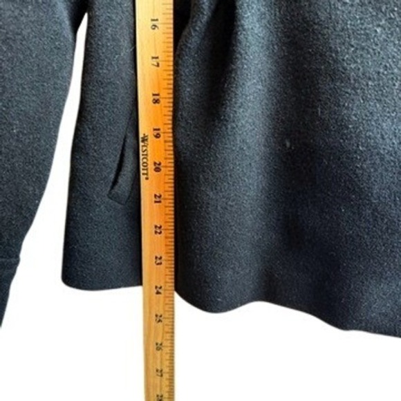 Jack Women Double Breasted Peacoat Jacket L Black Military Style Detachable Hood - Picture 10 of 11